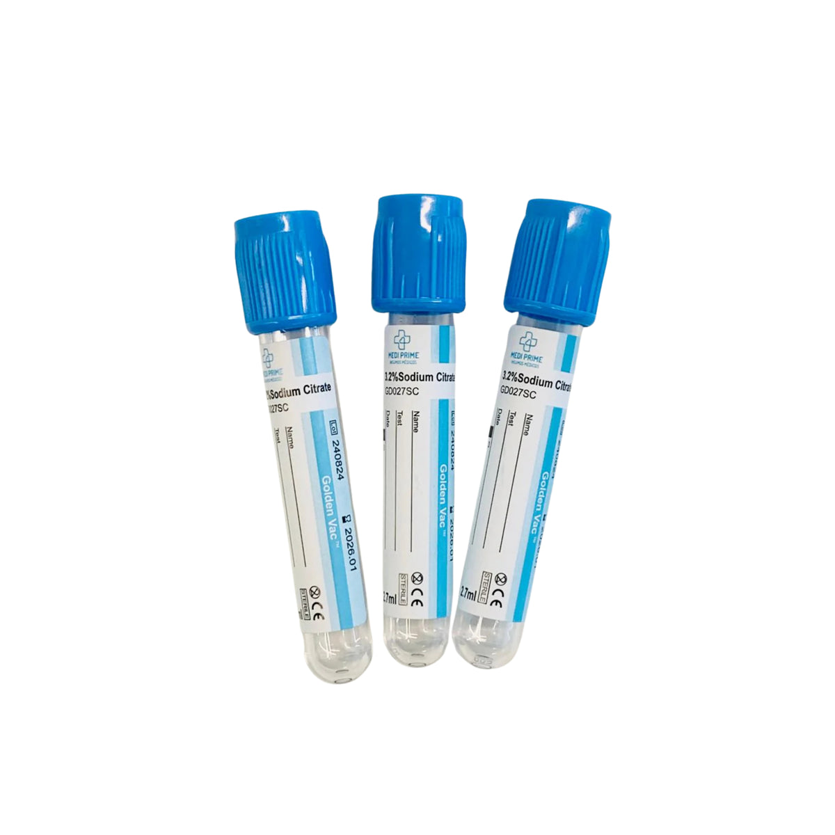 Tubo al vacío Tapa Celeste (Citrato de sodio) 2,7ML (13X75MM) - Rack de 100 Unid