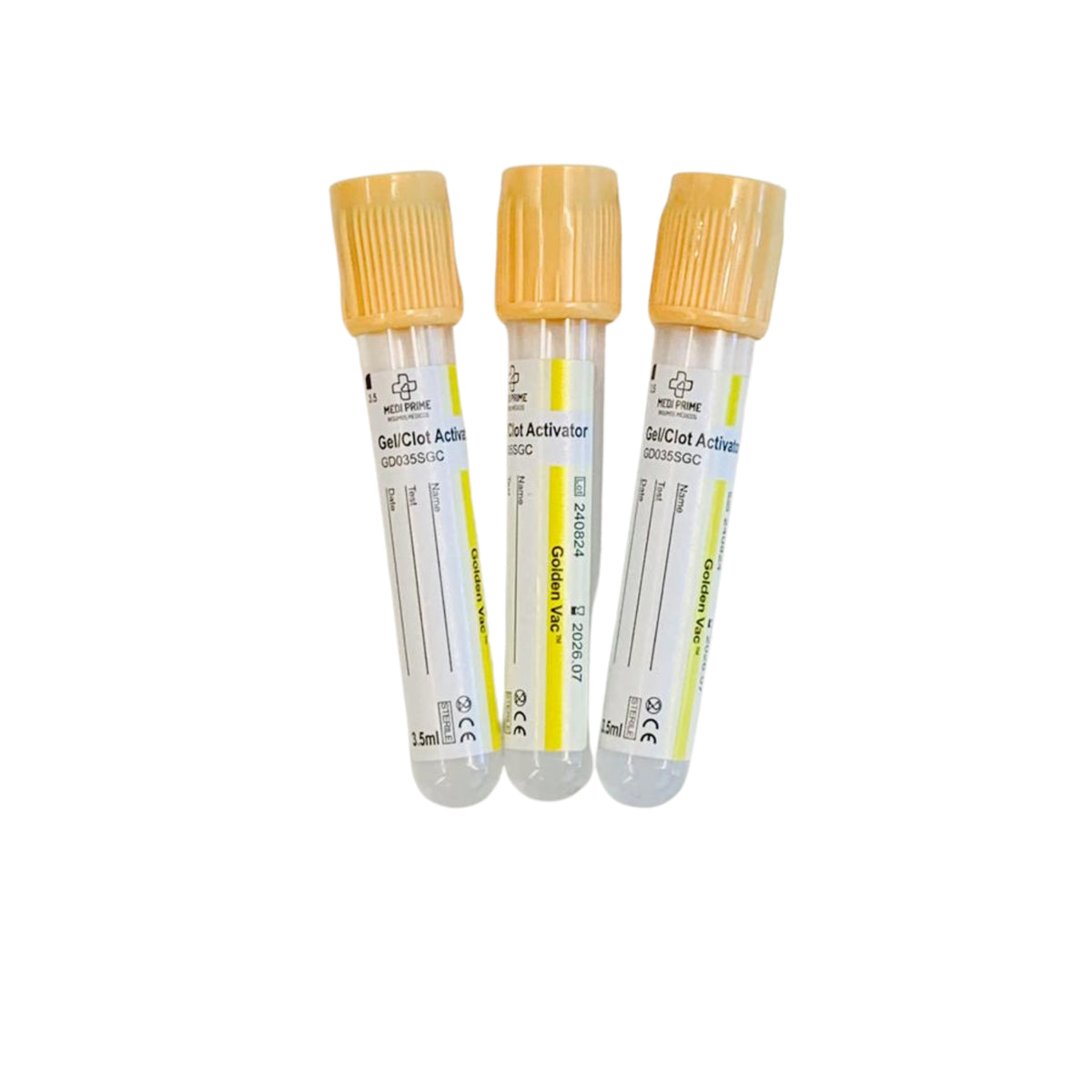 Tubo al vacío, Tapa Amarilla (Gel/ Clot Activador) 3,5ML (13X75MM) - Rack de 100 Unid