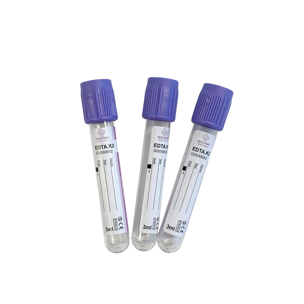 Tubo al vacío para muestras de sangre (Lila) - EDTA K2 - 3ml - Rack de 100 Unid