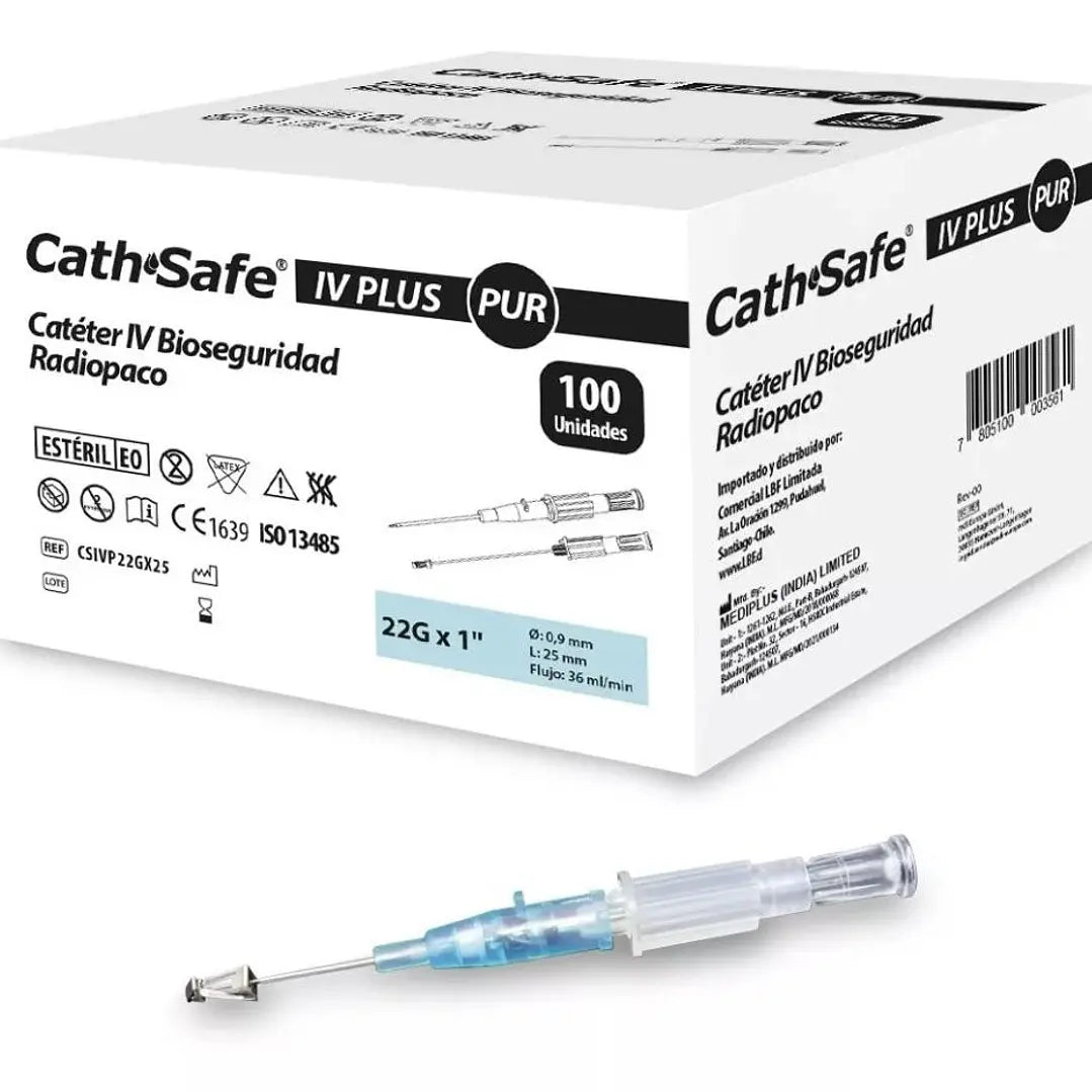 Cateter seguridad cathsafe Iv plus pur 22gx25mm caja x 100