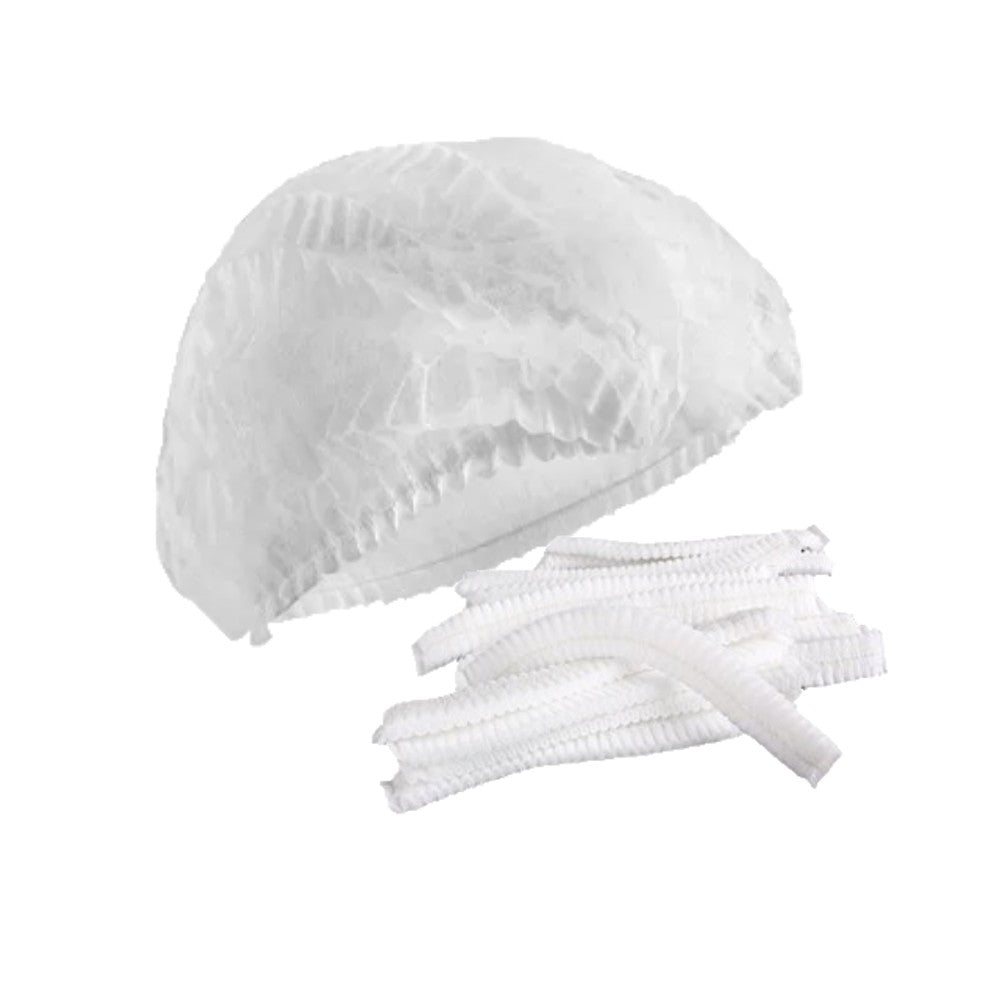 Cofia desechable blanca con clip - 100 unidades