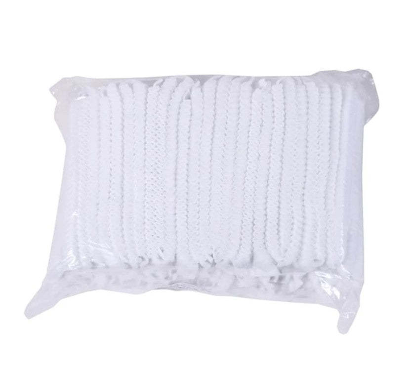 Cofia desechable blanca con clip - 100 unidades