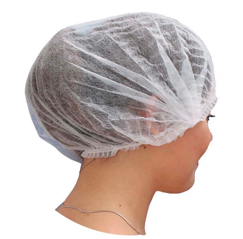 Cofia desechable blanca con clip - 100 unidades