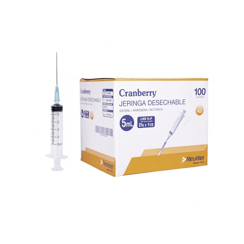 Jeringa desechable Luer Slip C/Aguja 5ml