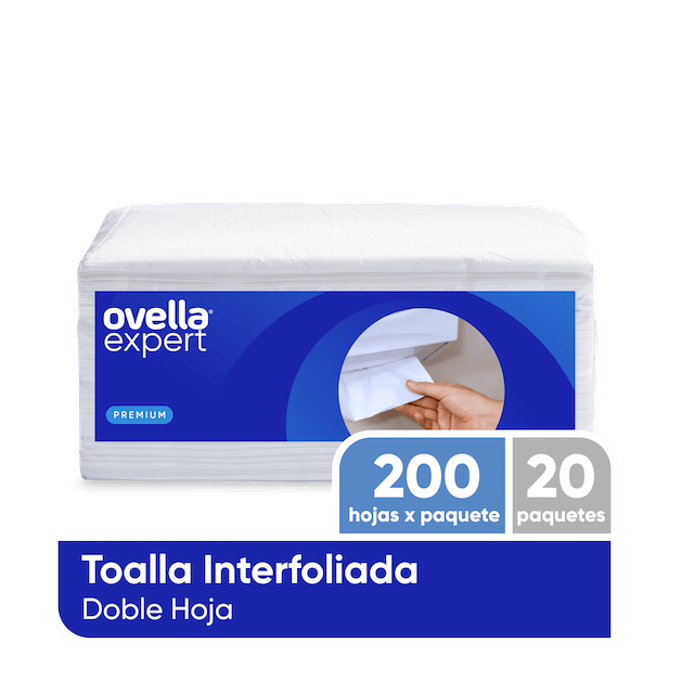 Toalla interfoliada Ovella doble hoja 20 paquetes x 200 unidades